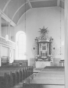 Kirche, Blick zum Altar, Foto: Ernst Witt, Hannover, Juni 1962