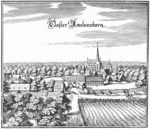 Kloster, Ansicht von Norden, 1652, Merian