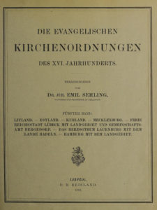 Titelblatt Evangelische Kirchenordnungen des 16. Jahrhunderts Bd. 5