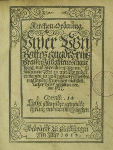 Titelblatt der Schaumburger Kirchenordnung von 1614