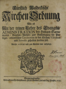Titelblatt der Waldecker Kirchenordnung von 1731