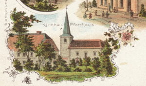 Kirche, Ansicht von Süden, um 1900, Postkarte (Ausschnitt), Wehrt, Kunstanstalt Braunschweig