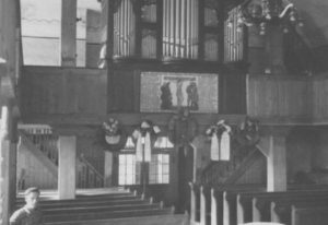 Kirche, Blick zur Orgel, um 1953