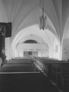 Kirche, Blick zur Westempore, Foto: Ernst Witt, Hannover, Juli 1955