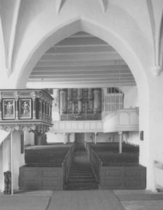 Kirche, Blick zur Orgel, Foto: Ernst Witt, Hannover, März 1961