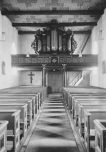 Kirche, Blick zur Orgel, Foto: Ernst Witt, Hannover, April 1956