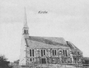 Kirche, Ansicht von Südosten, um 1900, Postkarte (Ausschnitt)