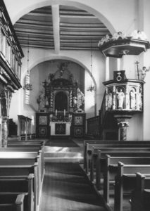 Kirche, Blick zum Altar, Foto: Ernst Witt, Hannover, 1964