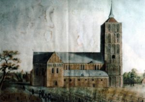 Kirche, Ansicht von Norden, Aquarell von van Lengen, 1819