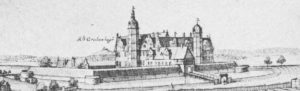 Burg, Grafik nach dem Kupferstich von Merian, 1654