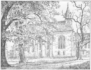 Kirche, Ansicht von Norden, Zeichnung