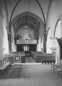 Kirche, Blick zur Westempore, Foto: Ernst Witt, Hannover, Juni 1961