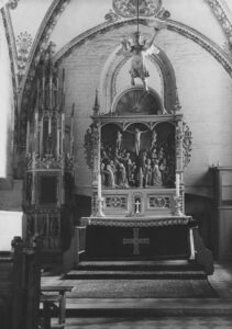 Kirche, Blick in den Chorraum, um 1950