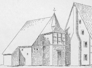 Klosterkirche, Ansicht von Nordwesten, Lithographie von August Curtze, Hannover, vor 1878