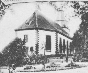 Kirche Nienstedt, Ansicht von Nordosten, um 1900, Postkarte (Ausschnitt)