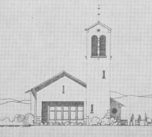Kirche, Außenansicht, Zeichnung