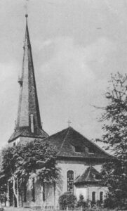 Kirche, Ansicht von Südosten, Postkarte zum 150jährigen Bestehen der Kirche, um 1937 (?)