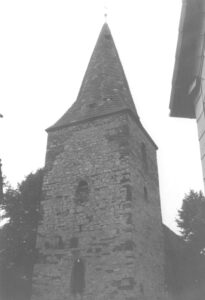 Kirche, Turm, Ansicht von Südwesten, September 1976
