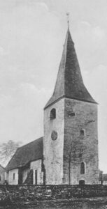 Kirche, Ansicht von Nordwesten, um 1948, Spendenpostkarte für Glocken