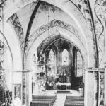 Kirche, Blick zum Altar, um 1905, Glückwunschkarte zur Konfirmation