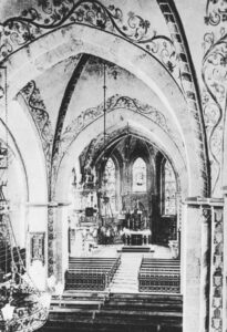 Kirche, Blick zum Altar, um 1905, Glückwunschkarte zur Konfirmation