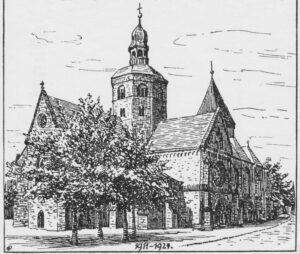 Kirche, Ansicht von Nordosten, 1924, Postkarte, Zeichnung