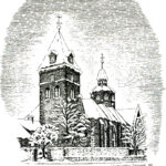 Kirche, Ansicht von Südwesten, 1982, Grafik oder Zeichnung von Hansjochen Jahnke