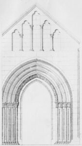 Kirche, Portal, vor 1871, Steindruck von Castell, Hannover