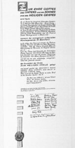 Urkunde zur Grundsteinlegung am 7. Juli 1963