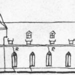 Kirche, Ansicht von Süden, 21.05.1955, Zeichnung