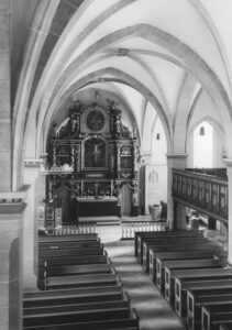 Kirche, Blick zum Altar, Foto: Ernst Witt, Hannover, 1967