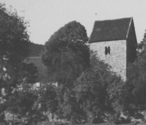 Kirche, bzw. Turm, Ansicht von Südwesten, um 1953