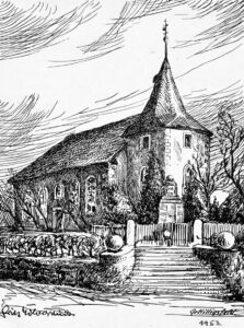 Kirche, Außenansicht, 1953, Zeichnung