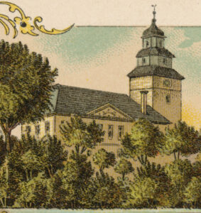 Kirche, Ansicht von Südwesten, 1926, Postkarte (Ausschnitt)