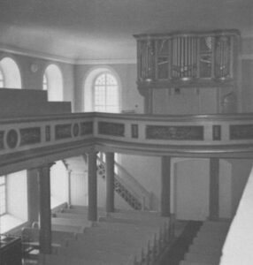 Kirche, Blick zur Orgel, um 1953