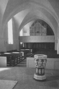 Kirche, Blick zur Orgel, Foto: Ernst Witt, Hannover, August 1958