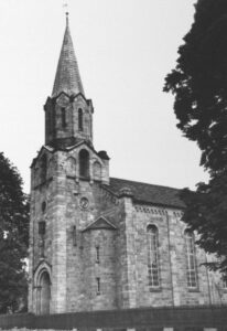 Kirche, Ansicht von Südwesten, Teilansicht, um 1953