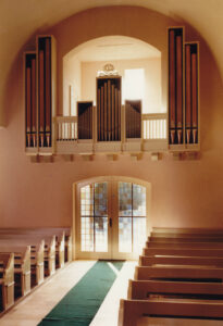 Kapelle Agathenburg, Blick zur Orgel, Foto: Ernst Witt, Hannover, nach 1962