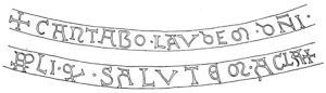 Ehemalige Glocke (wohl 13. Jh.), Teil der Inschrift, Grafik