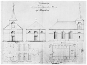 Kirche, nicht ausgeführter Entwurf von Ernst Andreas Giesewell, 1843