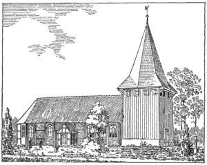 Kirche, Ansicht von Nordwesten, Zustand von 1845-1925, Grafik, 1913