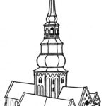 Kirche, Ansicht von Südosten, Grafik