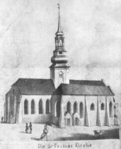 Kirche, Ansicht von Südsüdwesten, um 1850/55, Grafik (?)