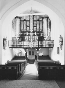 Kirche, Blick zur Orgel, Foto: Ernst Witt, Hannover, August 1966
