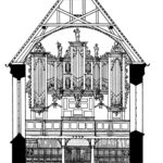 Kirche, Querschnitt Langhaus, Blick zur Orgel, 1946