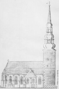 Kirche, Ansicht von Norden, 1674, Grafik