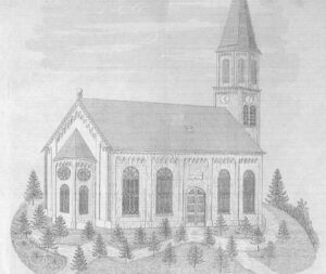 Kirche, Ansicht von Nordosten, 1861, Grafik