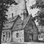 Kirche, Ansicht von Nordwesten, Teilansicht, um 1948, Grafik