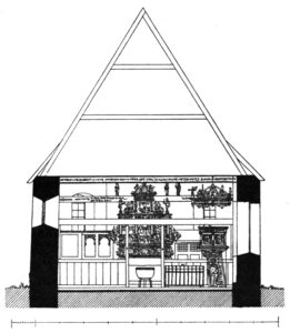 Kirche, Querschnitt, Blick zum Altar, vor 1956