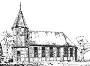 Kirche, Ansicht von Süden, vor 1902, Grafik